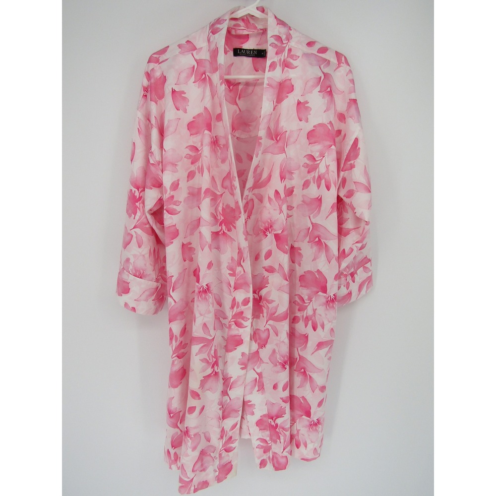 Lauren Ralph Lauren Robe Medium Pink Floral Watercolor Kimono Loungewear Bridal